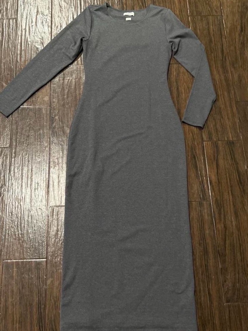 Aritzia Slim Long Sleeve Midi Dress in Charcoal Gray
